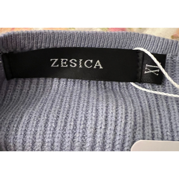 Zesica Womens Sweater Size XL Blue Gray Long Sleeve Pullover V Neck Peplum NWT - Picture 2 of 10